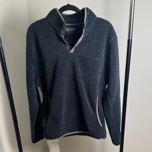 Men's J.Crew Speckled Navy Nordic Pullover Quarter Snap Sherpa Fleece Size Med